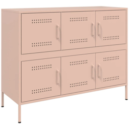 vidaXL 6 Door Pink Steel Sideboard - Size: 79 x 100.5 x 39cm - Wilko - thumbnail 3