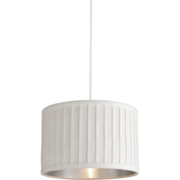 Lighting Collection Ivory Metallic Silver Inner Pleated Velvet Shade - Size: 24 x 40 x 40cm - White - Wilko - thumbnail 4