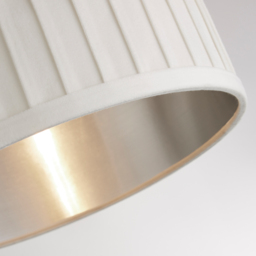 Lighting Collection Ivory Metallic Silver Inner Pleated Velvet Shade - Size: 24 x 40 x 40cm - White - Wilko - thumbnail 5