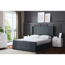 DS Living Elara Super King Steel Winged Panel Bed Frame with Headboard - Size: Superking - Grey - Wilko - thumbnail 6