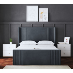 DS Living Elara Super King Steel Winged Panel Bed Frame with Headboard - Size: Superking - Grey - Wilko - thumbnail 5