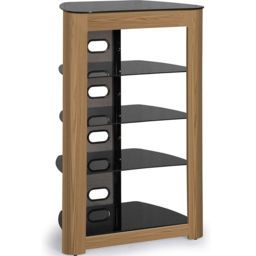 Centurion Supports Zinnia 5 Shelf Black with Oak Fascia Flat Screen - Size: 102 x 68 x 49cm - Multi - Wilko - thumbnail 5