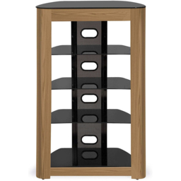 Centurion Supports Zinnia 5 Shelf Black with Oak Fascia Flat Screen - Size: 102 x 68 x 49cm - Multi - Wilko - thumbnail 6