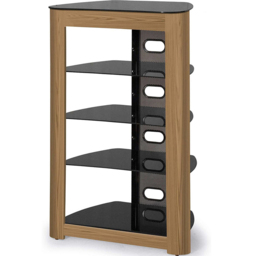 Centurion Supports Zinnia 5 Shelf Black with Oak Fascia Flat Screen - Size: 102 x 68 x 49cm - Multi - Wilko - thumbnail 7