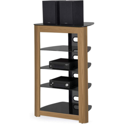 Centurion Supports Zinnia 5 Shelf Black with Oak Fascia Flat Screen - Size: 102 x 68 x 49cm - Multi - Wilko - thumbnail 4