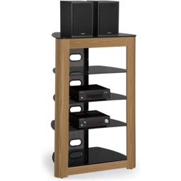 Centurion Supports Zinnia 5 Shelf Black with Oak Fascia Flat Screen - Size: 102 x 68 x 49cm - Multi - Wilko - thumbnail 3
