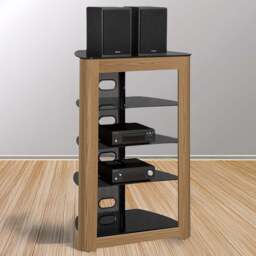 Centurion Supports Zinnia 5 Shelf Black with Oak Fascia Flat Screen - Size: 102 x 68 x 49cm - Multi - Wilko