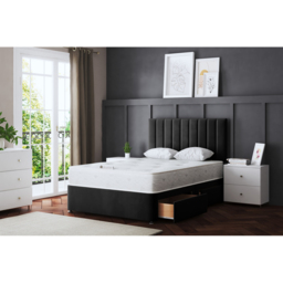 DS Living Amelia Super King Size Black Upholstered Panel Divan Bed with 2 Drawer - Wilko - thumbnail 6