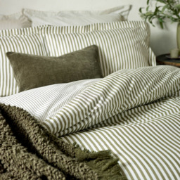 Yard Hebden Single Melange Stripe Cotton Olive Duvet Set - Green - Wilko - thumbnail 3