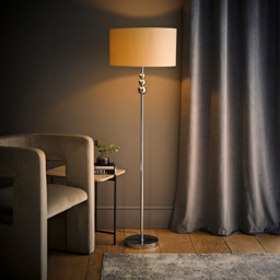 ValueLights Marissa Reni Cream Shade and Chrome Ball LED Floor Lamp - Size: 145 x 45 x 45cm - Silver - Wilko - thumbnail 7