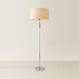 ValueLights Marissa Reni Cream Shade and Chrome Ball LED Floor Lamp - Size: 145 x 45 x 45cm - Silver - Wilko - thumbnail 6