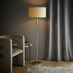 ValueLights Marissa Reni Cream Shade and Chrome Ball LED Floor Lamp - Size: 145 x 45 x 45cm - Silver - Wilko - thumbnail 3