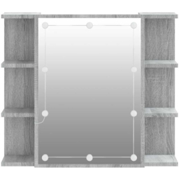 vidaXL Single Door 6 Shelf Grey Sonoma Wall Mounted Mirrored Bathroom Cabinet with LED - Size: 60 x 70 x 16.5cm - Wilko - thumbnail 7