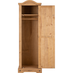 Seconique Corona Single Door Distressed Waxed Pine Wardrobe - Brown - Wilko - thumbnail 5