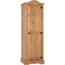 Seconique Corona Single Door Distressed Waxed Pine Wardrobe - Brown - Wilko - thumbnail 3