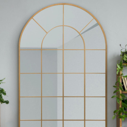 The Arcus Gold Window Metal Leaner Wall Mirror 190 x 120cm - MirrorOutlet - Wilko - thumbnail 6