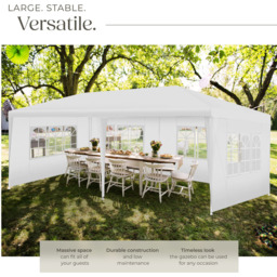 tectake Novara 6 x 3m White Gazebo with 5 Side Panels - Size: 3 x 6m - Wilko - thumbnail 4