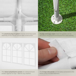tectake Novara 6 x 3m White Gazebo with 5 Side Panels - Size: 3 x 6m - Wilko - thumbnail 6