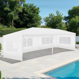 tectake Novara 6 x 3m White Gazebo with 5 Side Panels - Size: 3 x 6m - Wilko