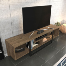 Decorotika Asal 3 Shelf Walnut and Black Modern TV Unit - Size: 40 x 150 x 35.2cm - Multi - Wilko - thumbnail 4