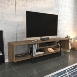 Decorotika Asal 3 Shelf Walnut and Black Modern TV Unit - Size: 40 x 150 x 35.2cm - Multi - Wilko - thumbnail 5