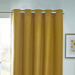 furn. Dawn Mustard Thermal Blackout Eyelet Curtain 229 x 183cm - Size: W 183 x D 229cm - Yellow - Wilko - thumbnail 4