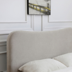 Myla Double Natural Chenille Upholstered Bed Frame with Headboard - Kyoto Futons - Wilko - thumbnail 7