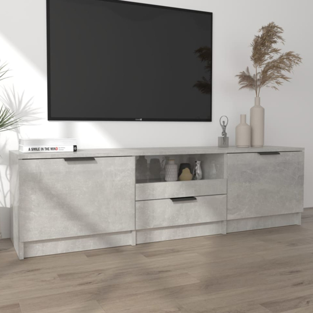 vidaXL 2 Door Single Drawer Single Shelf Concrete Grey TV Cabinet - Size: 40 x 140 x 35cm - Wilko - image 1