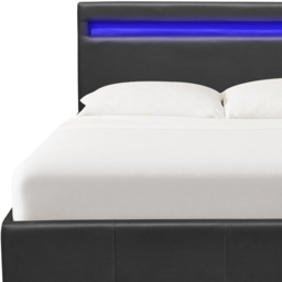 Comfy Living King Size Black Faux Leather Ottoman Bed Frame with LED - Wilko - thumbnail 4