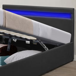 Comfy Living King Size Black Faux Leather Ottoman Bed Frame with LED - Wilko - thumbnail 6