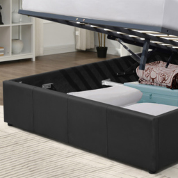 Comfy Living King Size Black Faux Leather Ottoman Bed Frame with LED - Wilko - thumbnail 7