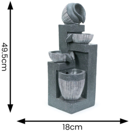 ValueLights Stacking Pots Fountain Solar Powered LED Water Feature - Size: 49.5 x 18 x 19cm - Grey - Wilko - thumbnail 7