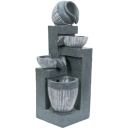 ValueLights Stacking Pots Fountain Solar Powered LED Water Feature - Size: 49.5 x 18 x 19cm - Grey - Wilko - thumbnail 1