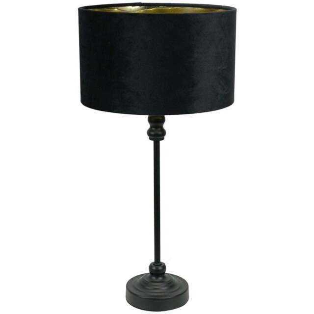 ValueLights Maggie Black Candlestick LED Table Lamp with Black and Gold Lamp Shade - Size: 50 x 25 x 25cm - Wilko - image 1