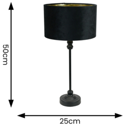 ValueLights Maggie Black Candlestick LED Table Lamp with Black and Gold Lamp Shade - Size: 50 x 25 x 25cm - Wilko - thumbnail 5