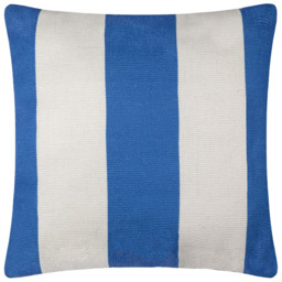 furn. Deck Stripe White and Blue Woven Polyester Filled Outdoor Cushion 59 x 59cm - Wilko