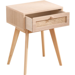 FurnitureHMD Single Drawer Natural Rattan Weaving Side Table with Pine Wood Legs - Size: 54.5 x 40 x 30cm - Wilko - thumbnail 3