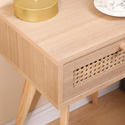FurnitureHMD Single Drawer Natural Rattan Weaving Side Table with Pine Wood Legs - Size: 54.5 x 40 x 30cm - Wilko - thumbnail 6