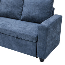 Living and Home 3 Seater Blue Chenille L-Shaped Sofa Bed with Storage Chaise - Wilko - thumbnail 4