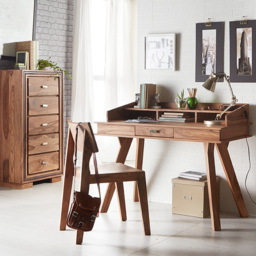 Brooklyn Hana Single Drawer 3 Shelf Sheesham Study Desk Set of 2 - Brown - Wilko - thumbnail 6