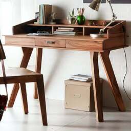 Brooklyn Hana Single Drawer 3 Shelf Sheesham Study Desk Set of 2 - Brown - Wilko - thumbnail 1