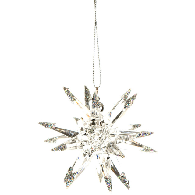 Frosted Fairytale Silver and Clear Glitter Tip Sputnik Decoration - Size: 1 Piece - Silver & Clear - Wilko - image 1