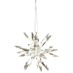 Frosted Fairytale Silver and Clear Glitter Tip Sputnik Decoration - Size: 1 Piece - Silver & Clear - Wilko - thumbnail 1
