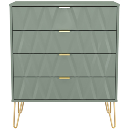 Crowndale Diamond 4 Drawer Reed Green Chest of Drawers Ready Assembled - Wilko - thumbnail 7