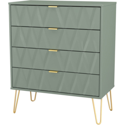 Crowndale Diamond 4 Drawer Reed Green Chest of Drawers Ready Assembled - Wilko - thumbnail 4
