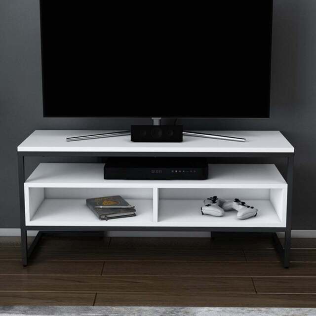 Decorotika Merrion 3 Shelf Black and White TV Unit - Size: 51 x 111 x 35cm - Multi - Wilko