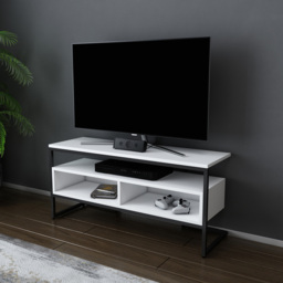 Decorotika Merrion 3 Shelf Black and White TV Unit - Size: 51 x 111 x 35cm - Multi - Wilko - thumbnail 6