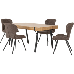 Seconique Treviso Quebec 4 Seater Dining Set Light Oak and Brown - Size: Set of 4 - Wilko - thumbnail 3