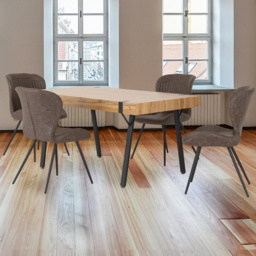 Seconique Treviso Quebec 4 Seater Dining Set Light Oak and Brown - Size: Set of 4 - Wilko