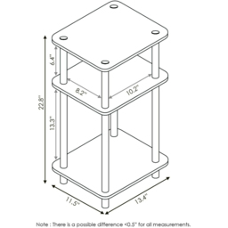 Walplus 2 Shelf Americano and Black Turn-N-Tube End Table - Size: 29.21 x 57.91 x 34.04cm - Wilko - thumbnail 7